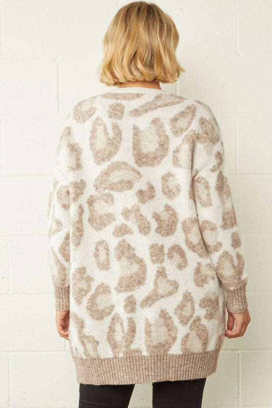 Leopard Print Open Front Cardigan