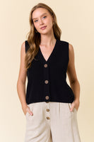 Vneck Button Down Sweater Vest Top