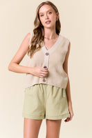 Vneck Button Down Sweater Vest Top