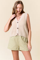 Vneck Button Down Sweater Vest Top