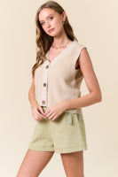 Vneck Button Down Sweater Vest Top