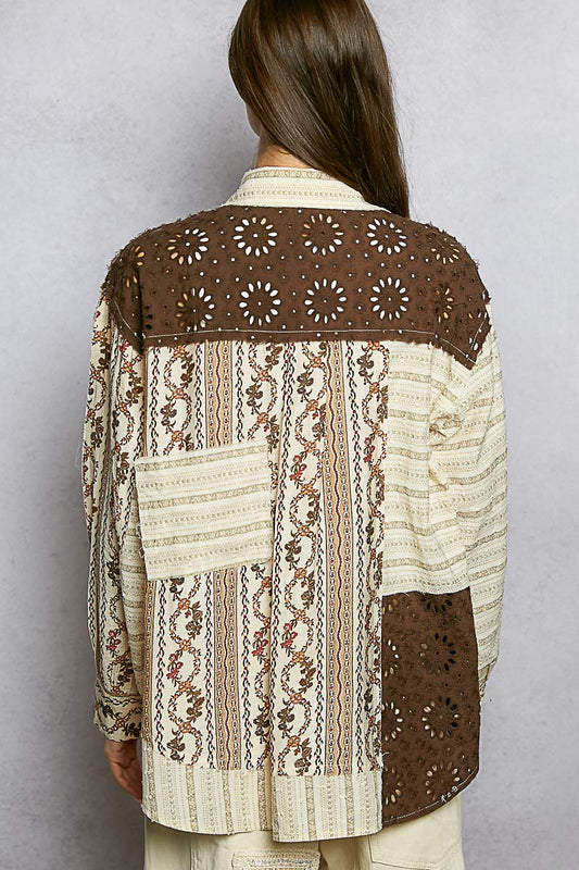 Relaxed Fit Shirt in Printed Eyelet