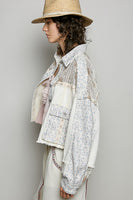 Cropped Jacket w/ Sheer Panels Floral