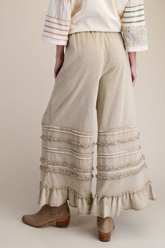 Ruffle Mineral Washed Terry Pants