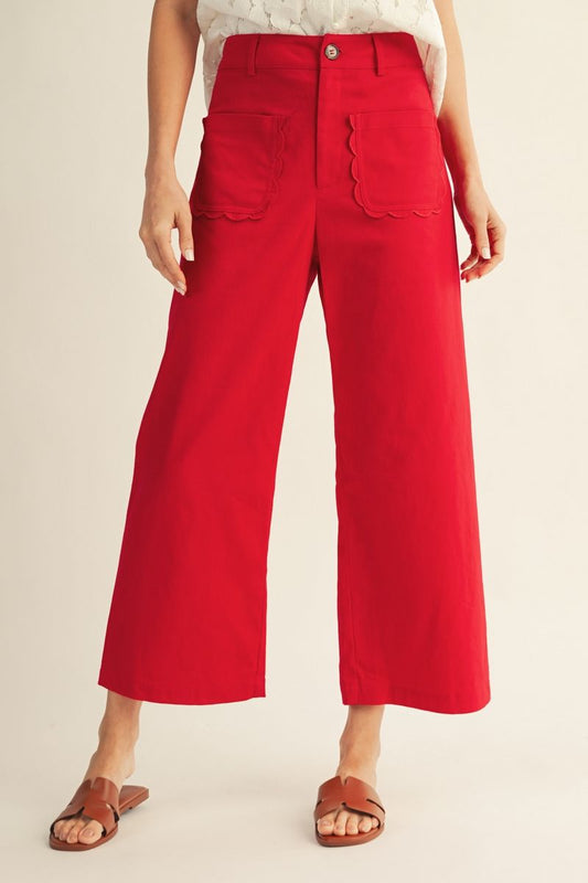 High Waist Solid Wide Leg Pants