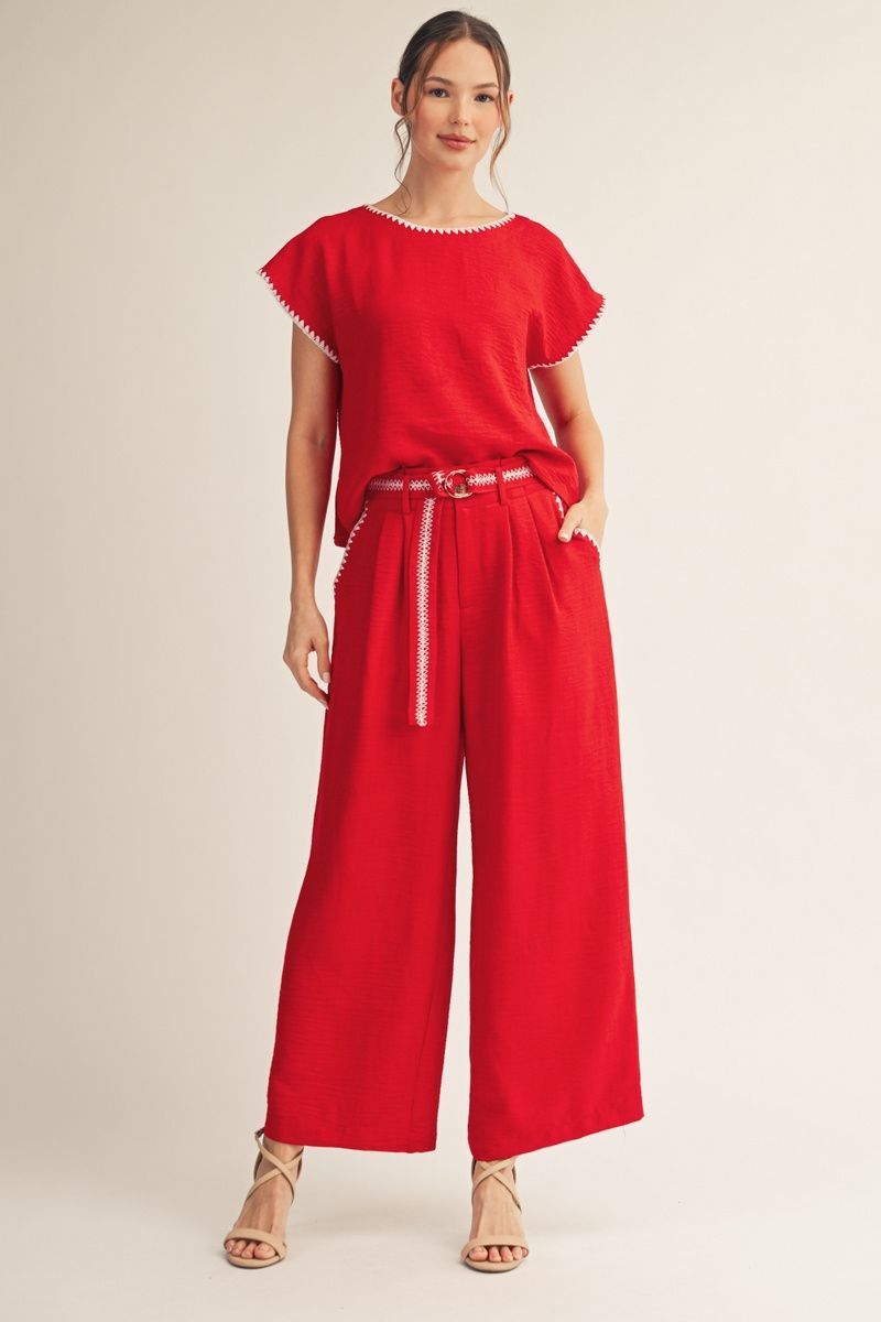 Drop Shoulder Scallopped Top