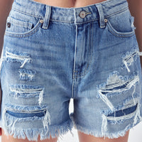 High Rise Distressed Mom Shorts