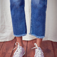 Straight Leg Frayed Hem Jean