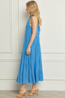 Solid Mock Neck Tiered Maxi Dress
