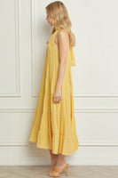 Solid Mock Neck Tiered Maxi Dress
