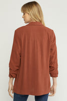 Blazer Jacket Shirred Detail On Sleeve

