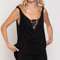 Twisted Strap Knit Top w/ Cowl Neck