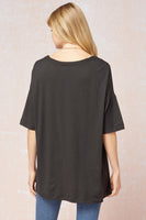 Solid Scoop Neck Shirt
