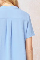 Solid V-Neck Placket Top
