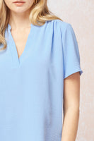 Solid V-Neck Placket Top
