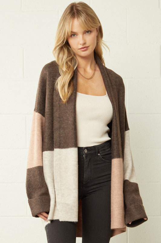 Color Block Cardigan Sweater