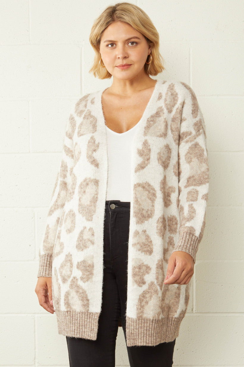 Leopard Print Open Front Cardigan