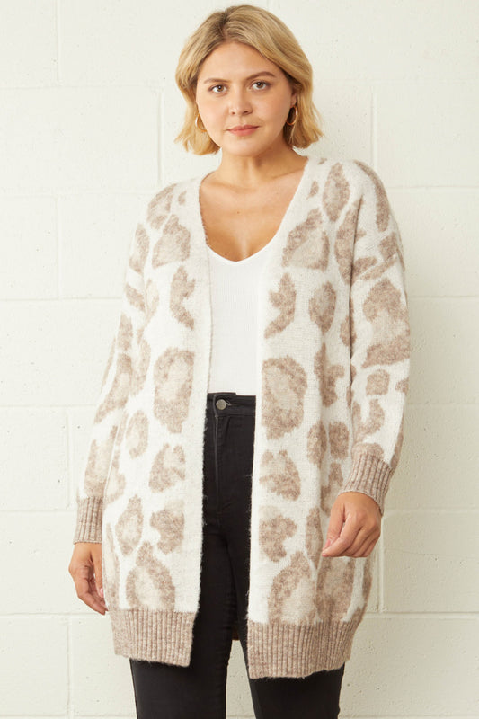 Leopard Print Open Front Cardigan