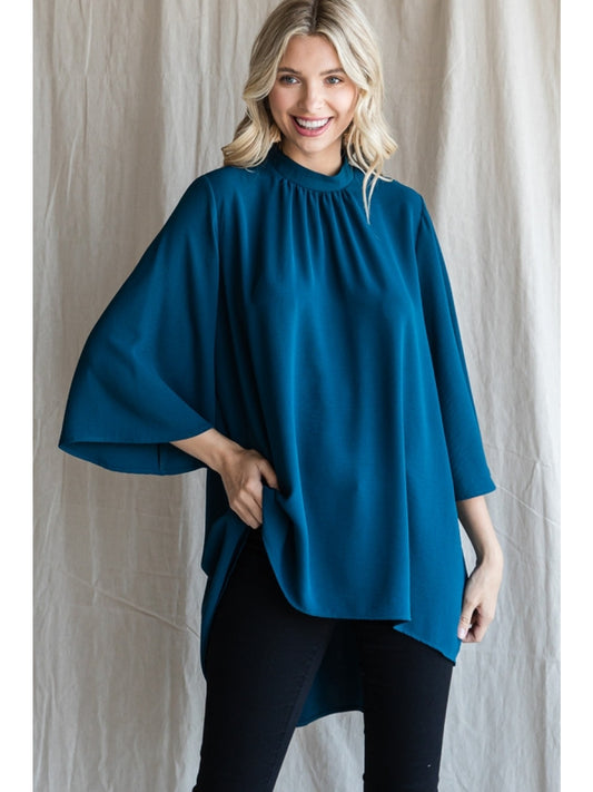 Hi-Lo Mock Neckline Top