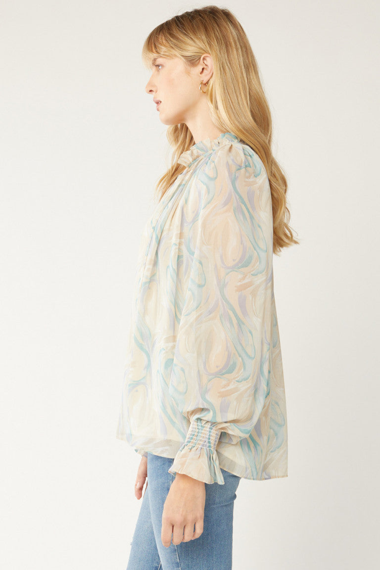 Tie Neck Printed Blouse