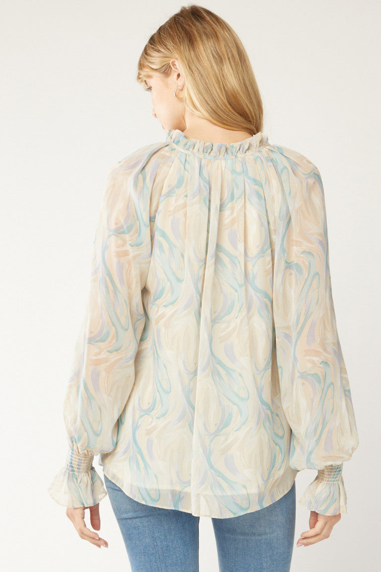 Tie Neck Printed Blouse