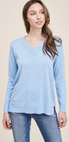 V-Neck Side Slit Sweater
