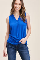 V- Neck Pleated Sleeveless Top
