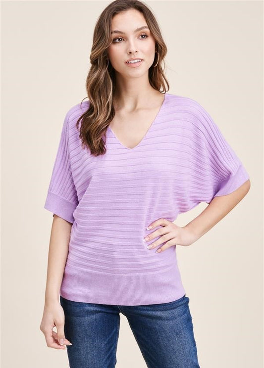V-Neck Ribbed Pullover Sweater