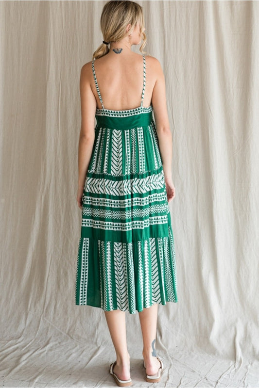 Multi Pattern Baby Doll Midi Dress