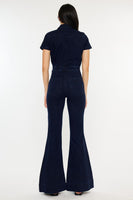 Short/Sleeve Super Flare Jumpsuit
