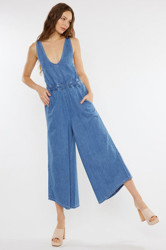 Cropped Wide Leg Jumpsuit