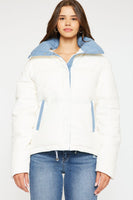 Relaxed Puffer Jacket w/ Denim
