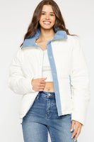 Relaxed Puffer Jacket w/ Denim
