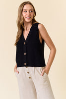 Vneck Button Down Sweater Vest Top

