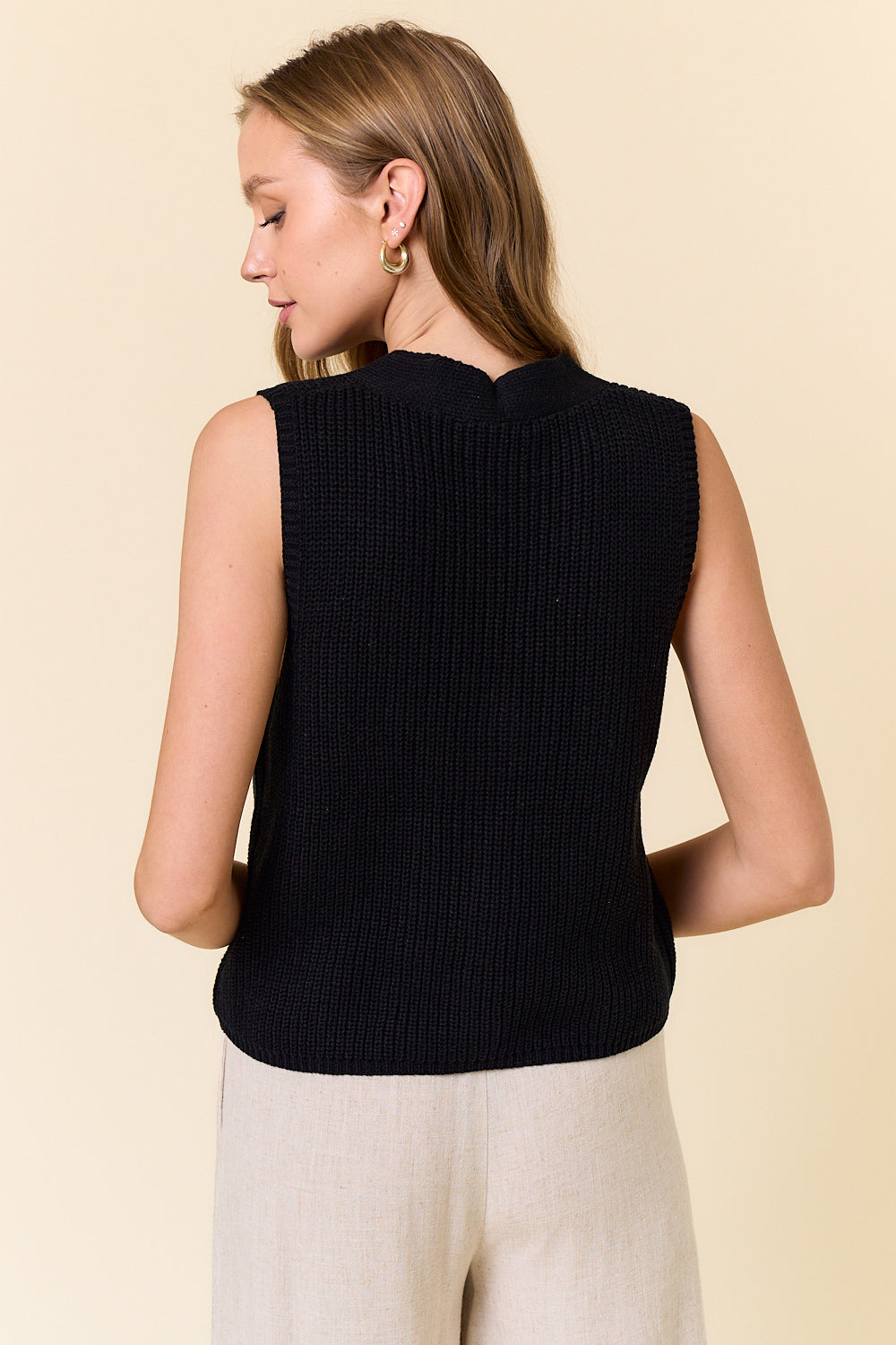 Vneck Button Down Sweater Vest Top
