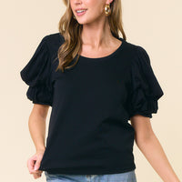 Scoop Neck Puff Sleeve Top