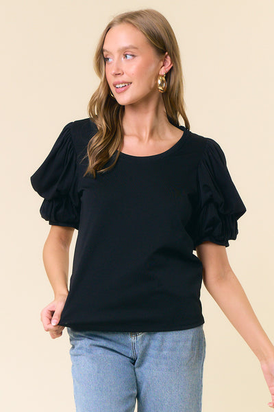 Scoop Neck Puff Sleeve Top