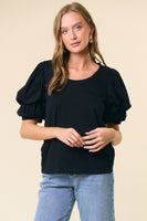 Scoop Neck Puff Sleeve Top
