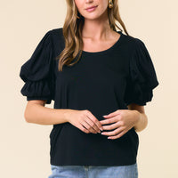 Scoop Neck Puff Sleeve Top