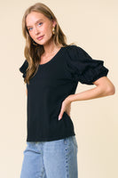 Scoop Neck Puff Sleeve Top
