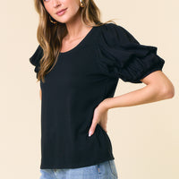 Scoop Neck Puff Sleeve Top