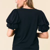 Scoop Neck Puff Sleeve Top