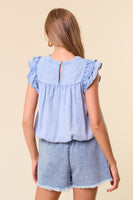 Ruffle SLV Bubble Denim Top
