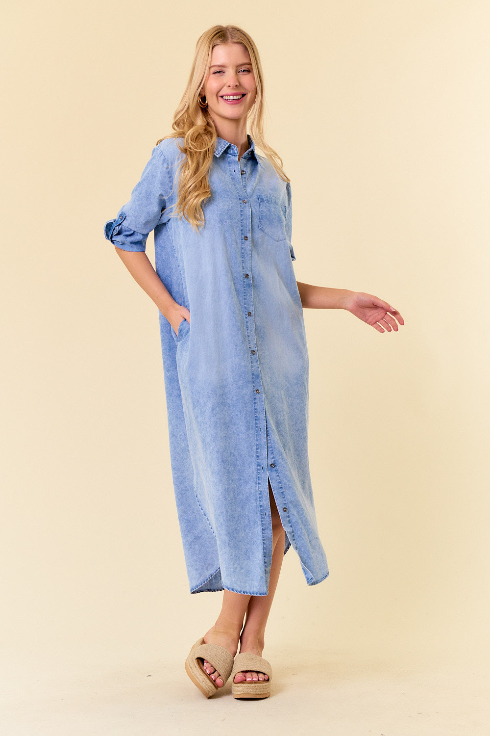 denim tencel shirt dress Denim-effect Tencel shirt dress