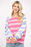 Stripe Puff Sleeve Sweatshirt
