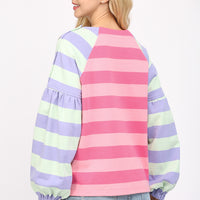 Stripe Puff Sleeve Sweatshirt