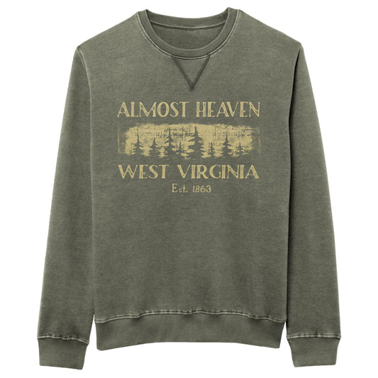 Almost Heaven WV Weathered Fleece Crew