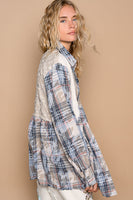 Plaid Flannel Shirt w/ Lace Contrast
