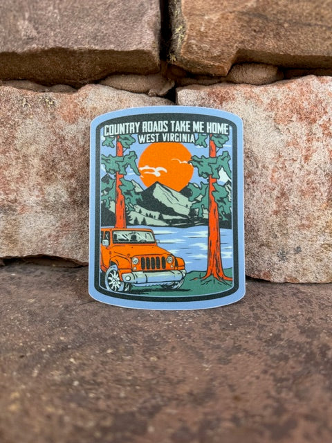 WV Jeep w/ Trees-Large Sticker