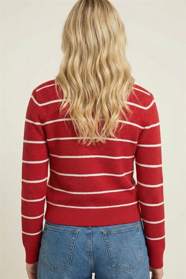 V Neck Bow Tie Front L/S Sweater